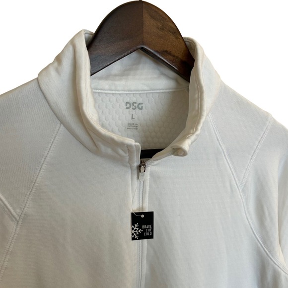 DSG Women's Run Grid 1/4 Zip Pure White Moisture Wicking Fleece Top Size L UV 50 - Picture 3 of 11